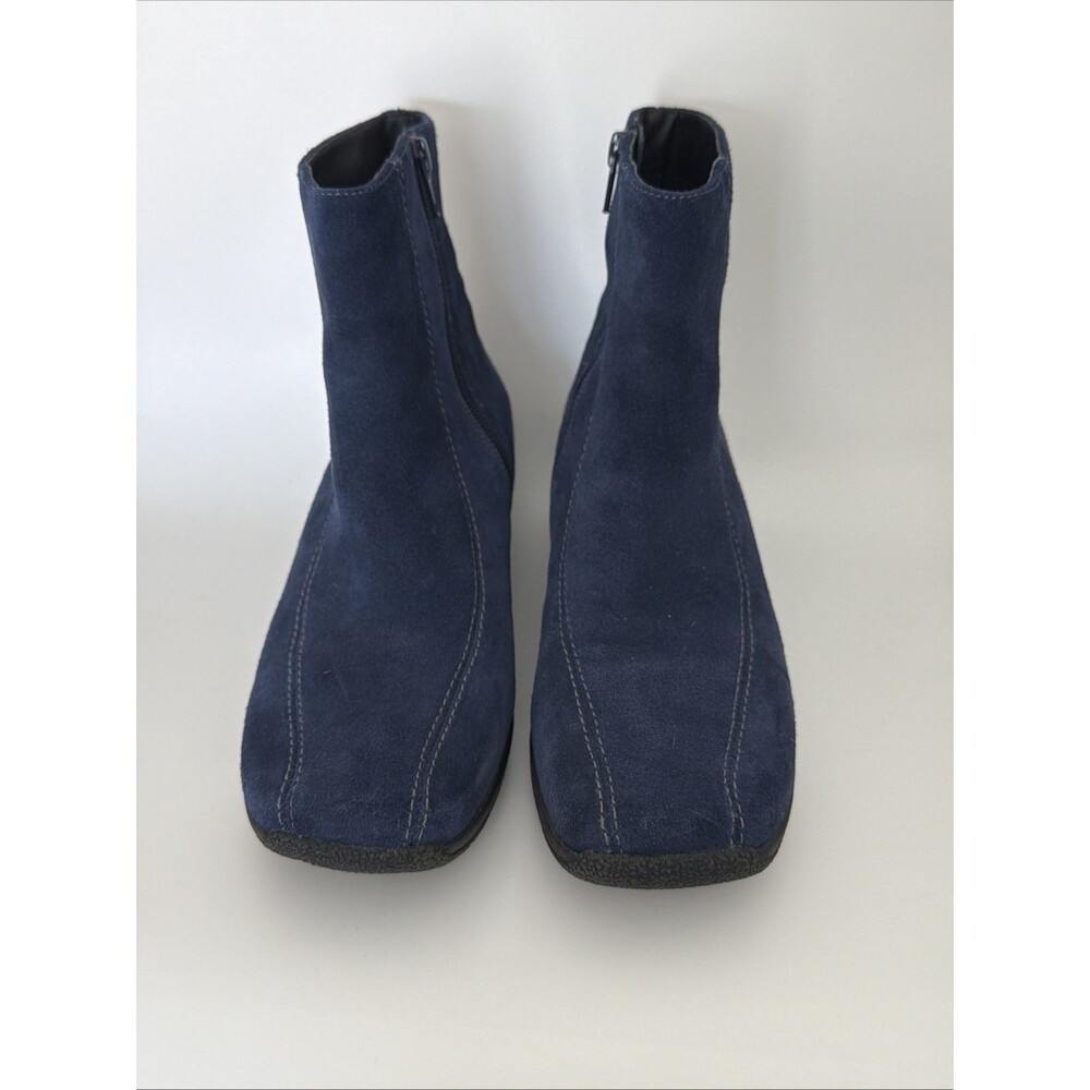 Clarks Suede Square Toe Ankle Boots Ashlyn Zip Up Women's Sz 7.5 M Navy Blue EUC - Picture 6 of 9